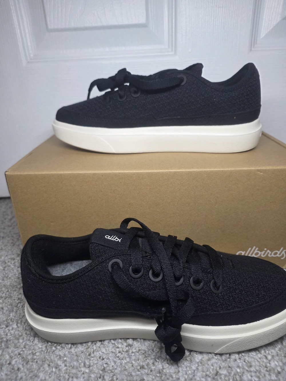 Allbirds Wool Piper 2 Women Size 5.5 Black White Athletic Running Shoes Sneakers